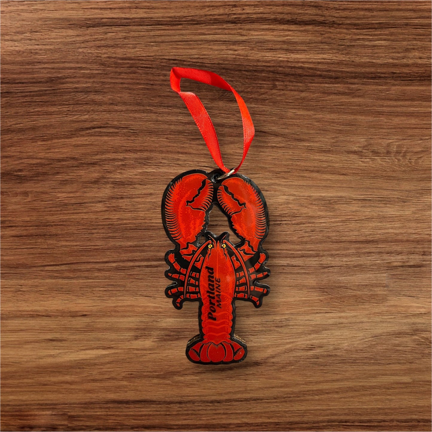 **Handcrafted Wooden Lobster-Shaped Christmas Ornament – Unique Holiday Decor**