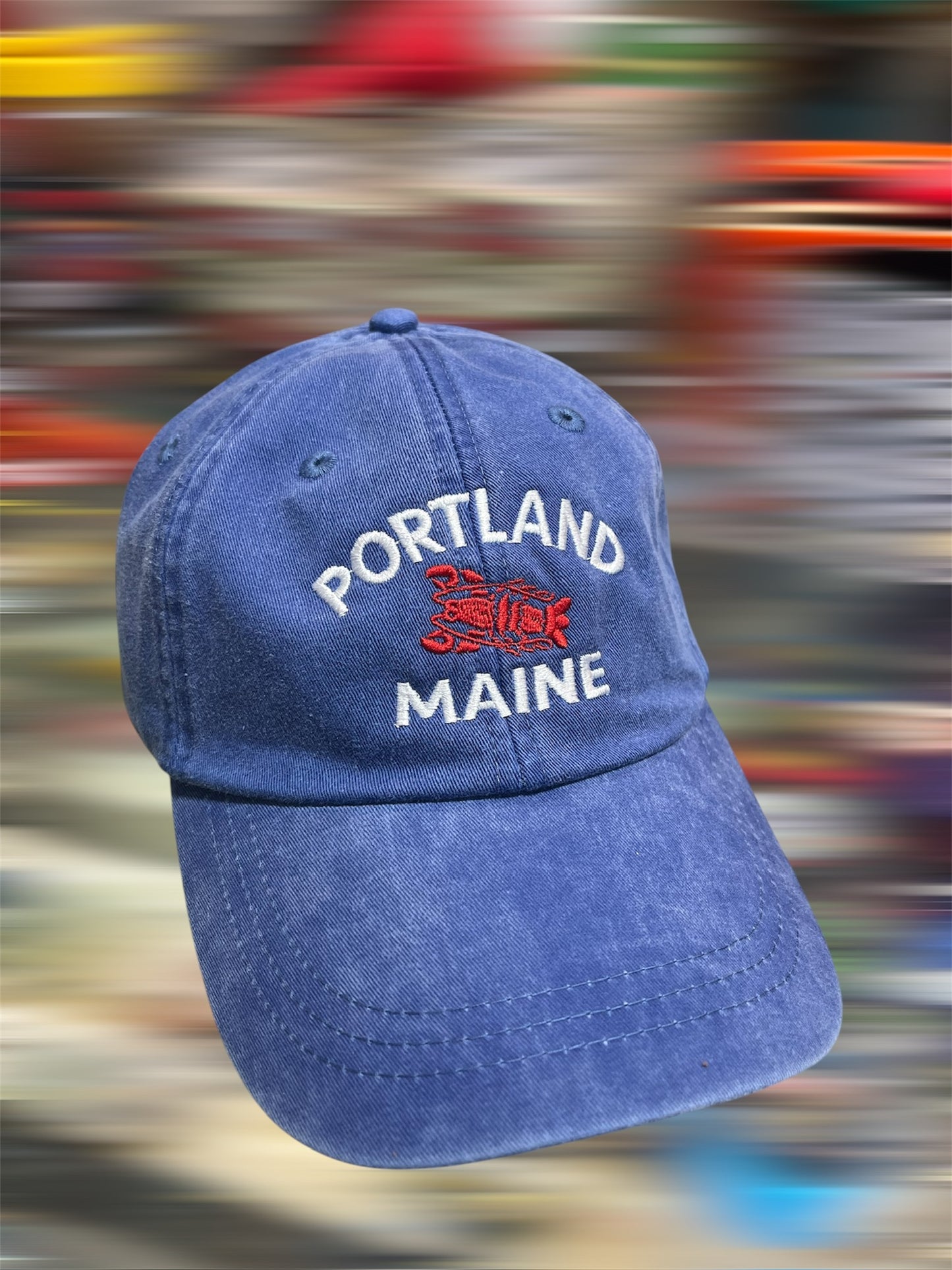 Adam’s Headwear: Portland, Maine Lobster Embroidered Pigment-Dyed Hat