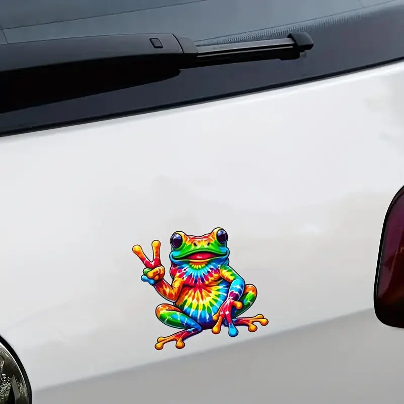 Bright And Fun Rainbow Frog Car Sticker 5.11" x 5.11"