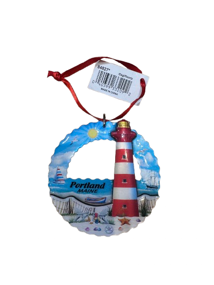 **Hand-Painted carved Lighthouse Wooden Christmas – A Maine Coastal Treasure**