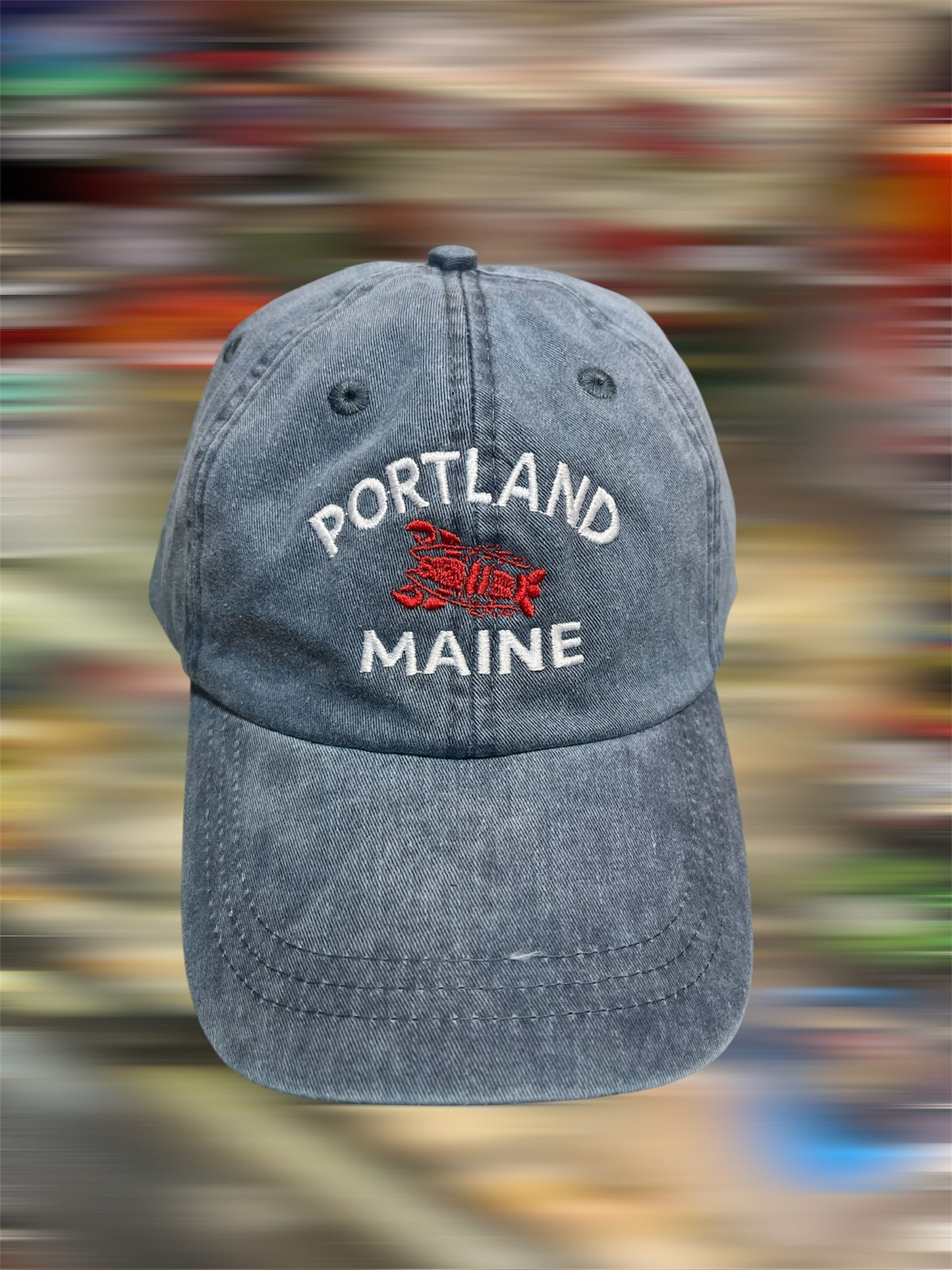 Adam’s Headwear: Portland, Maine Lobster Embroidered Pigment-Dyed Hat