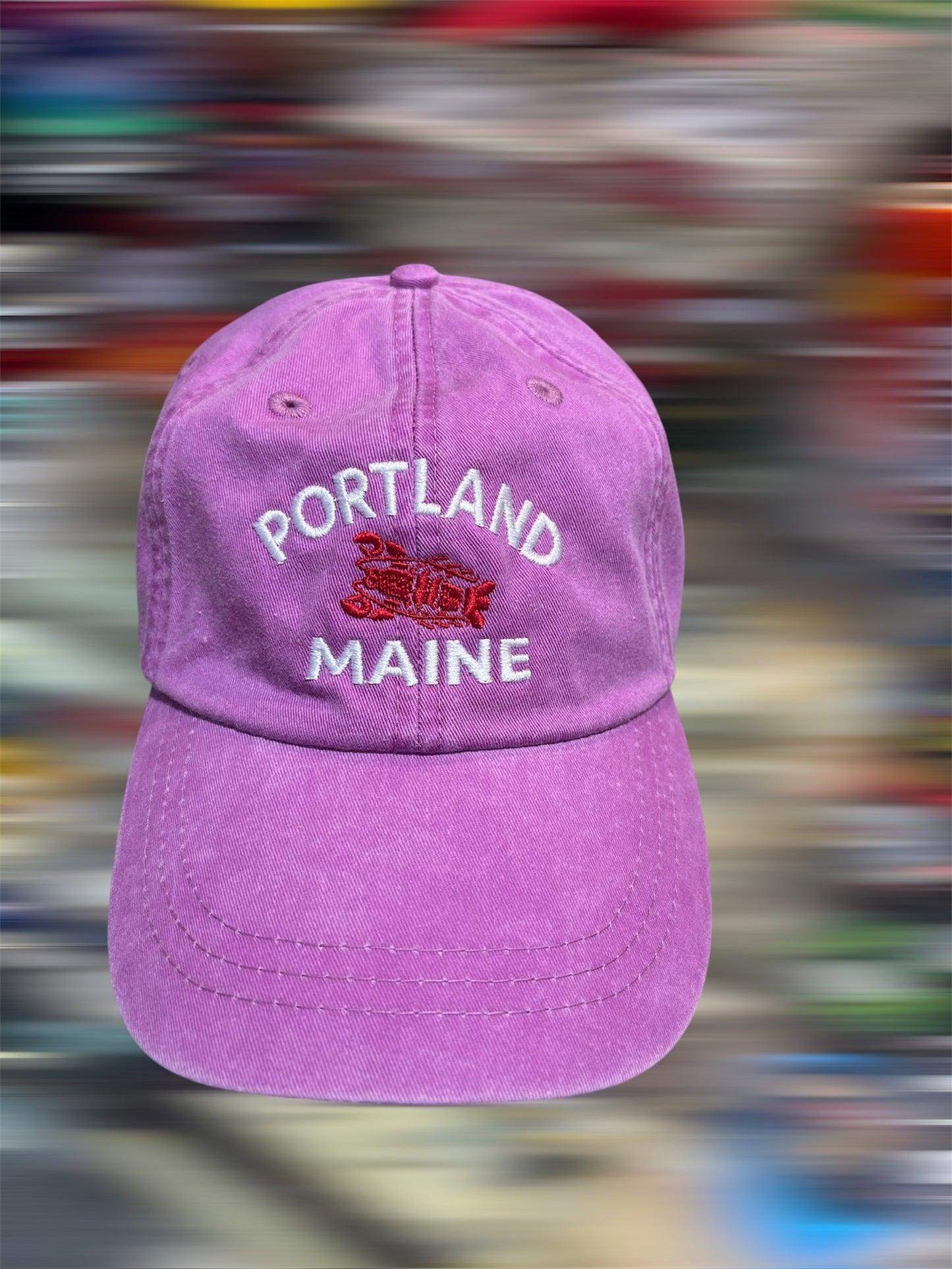 Adam’s Headwear: Portland, Maine Lobster Embroidered Pigment-Dyed Hat