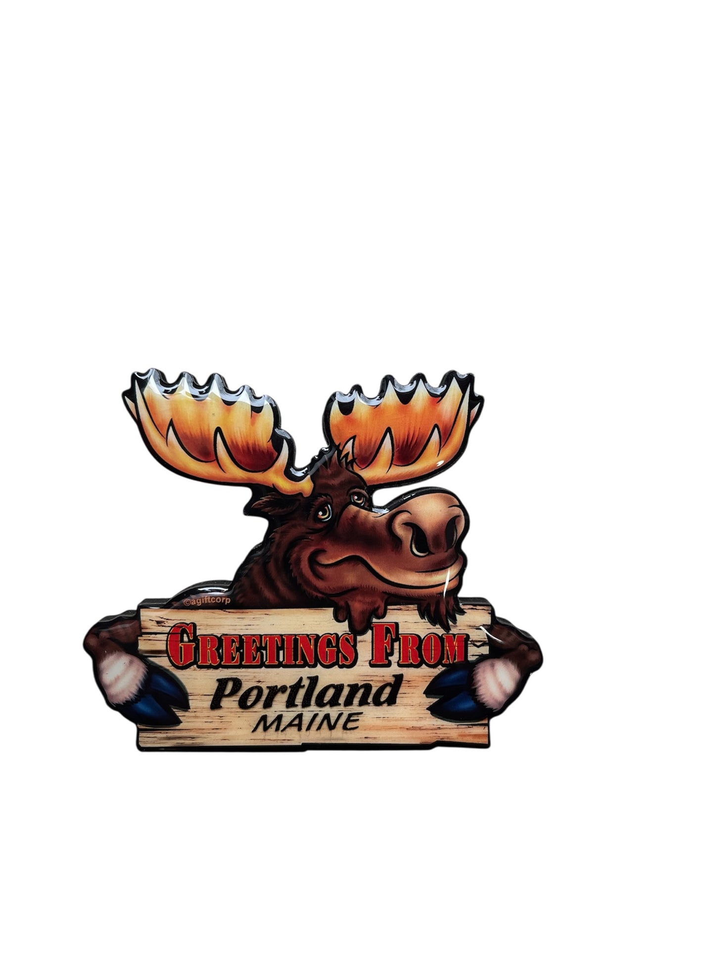 **"Greetings from Portland, Maine" Moose Refrigerator Magnet**