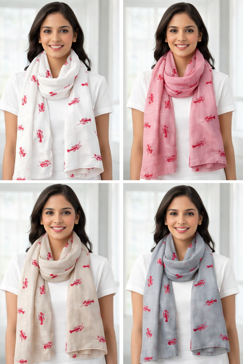 π¦ Maine Lobster Chiffon Scarf (31.5β x 72β)