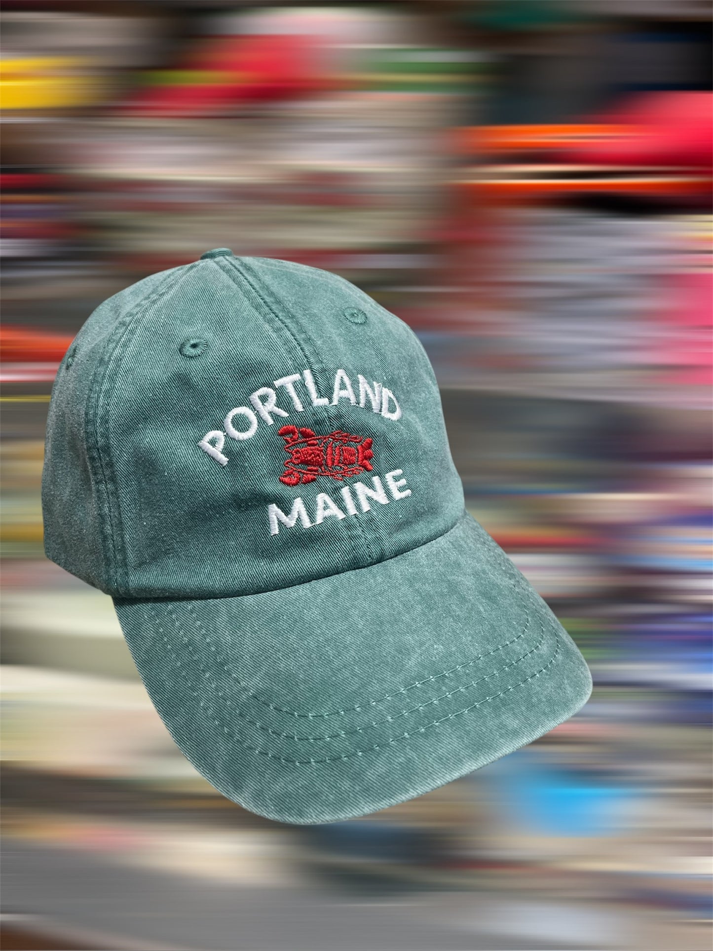 Adam’s Headwear: Portland, Maine Lobster Embroidered Pigment-Dyed Hat