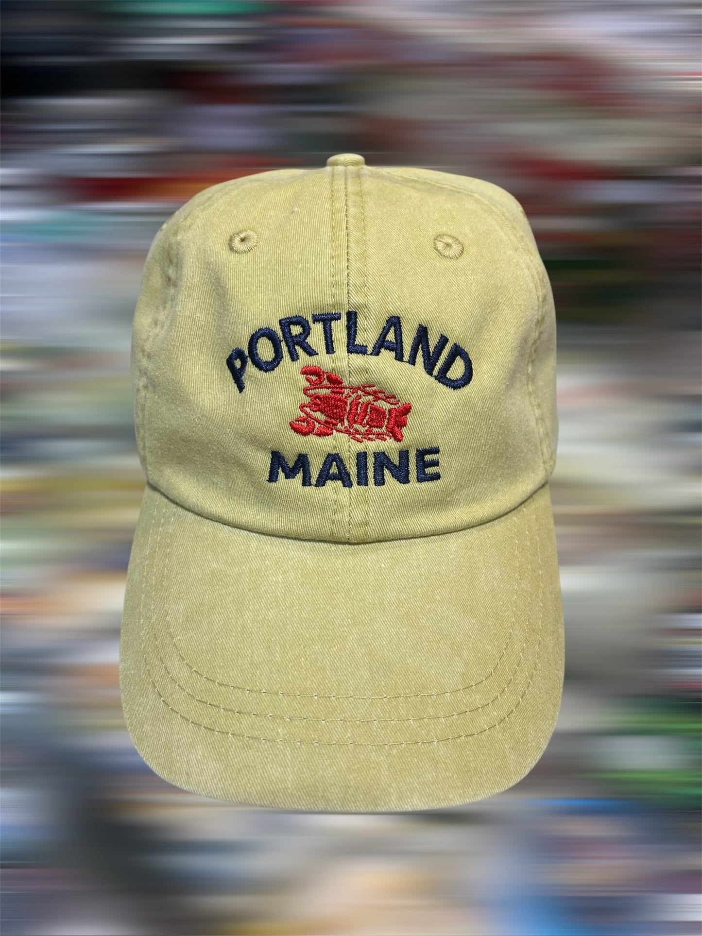 Adam’s Headwear: Portland, Maine Lobster Embroidered Pigment-Dyed Hat