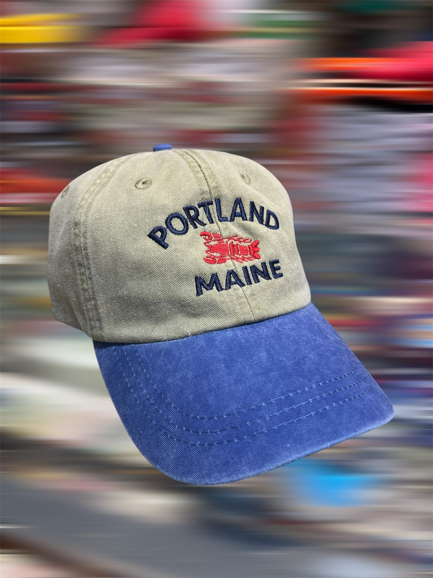 Adam’s Headwear: Portland, Maine Lobster Embroidered Pigment-Dyed Hat