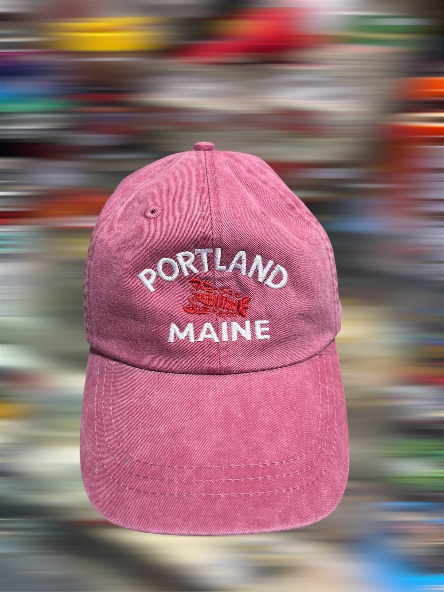 Adam’s Headwear: Portland, Maine Lobster Embroidered Pigment-Dyed Hat