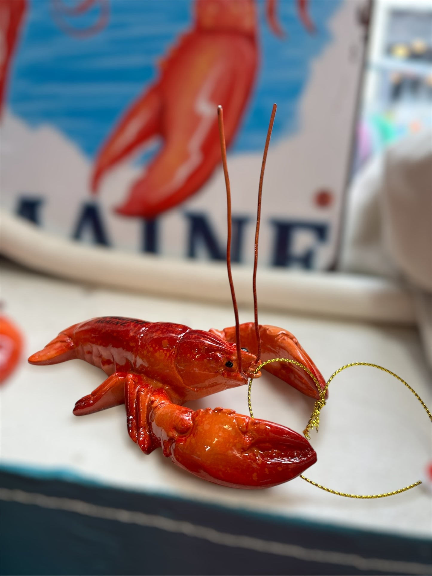 Handcrafted Lobster Ceramic Christmas Ornament – Coastal Holiday Charm