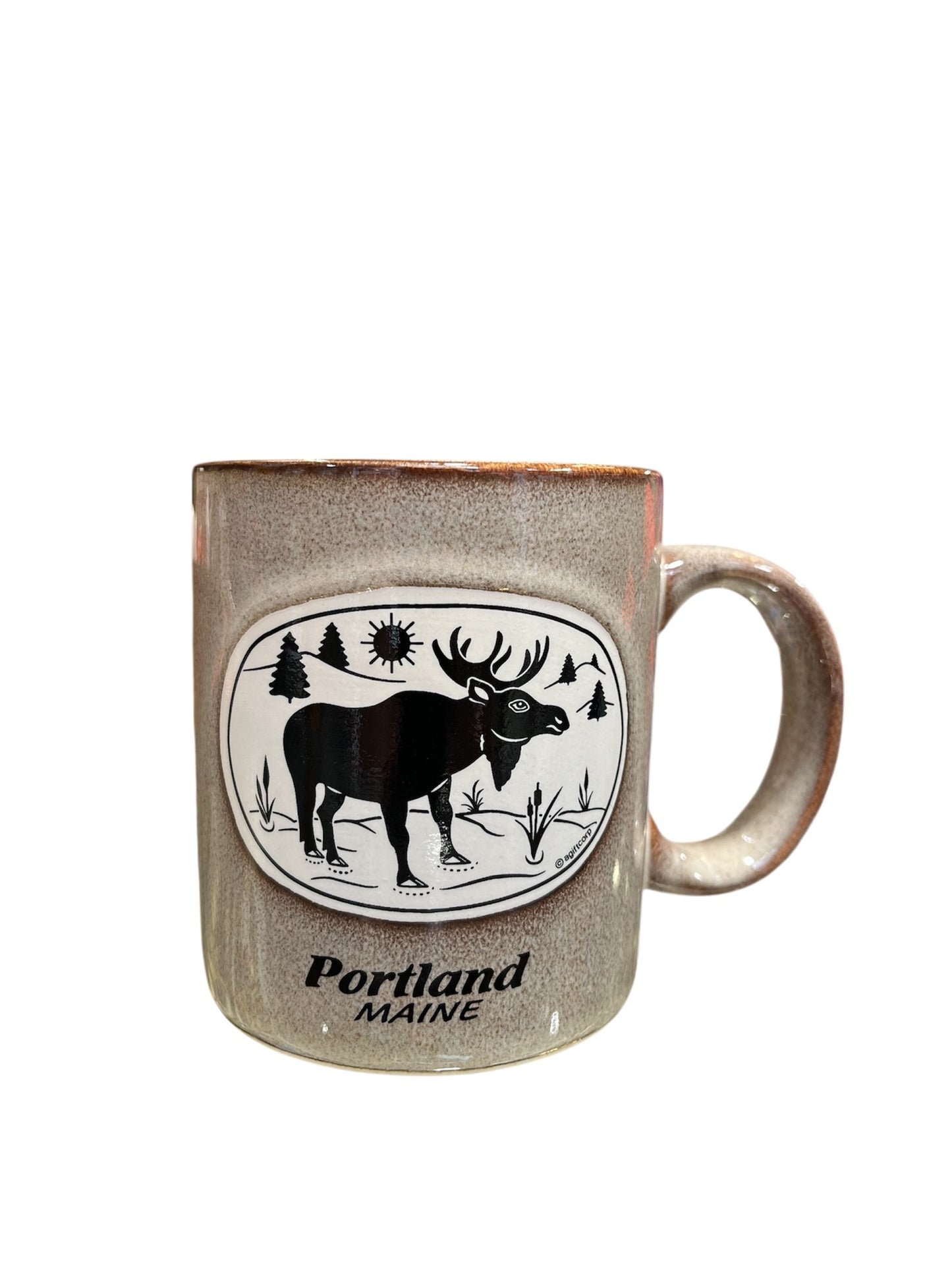 Moose Pine Tree Scenes with Portland, Maine Coffee Mug