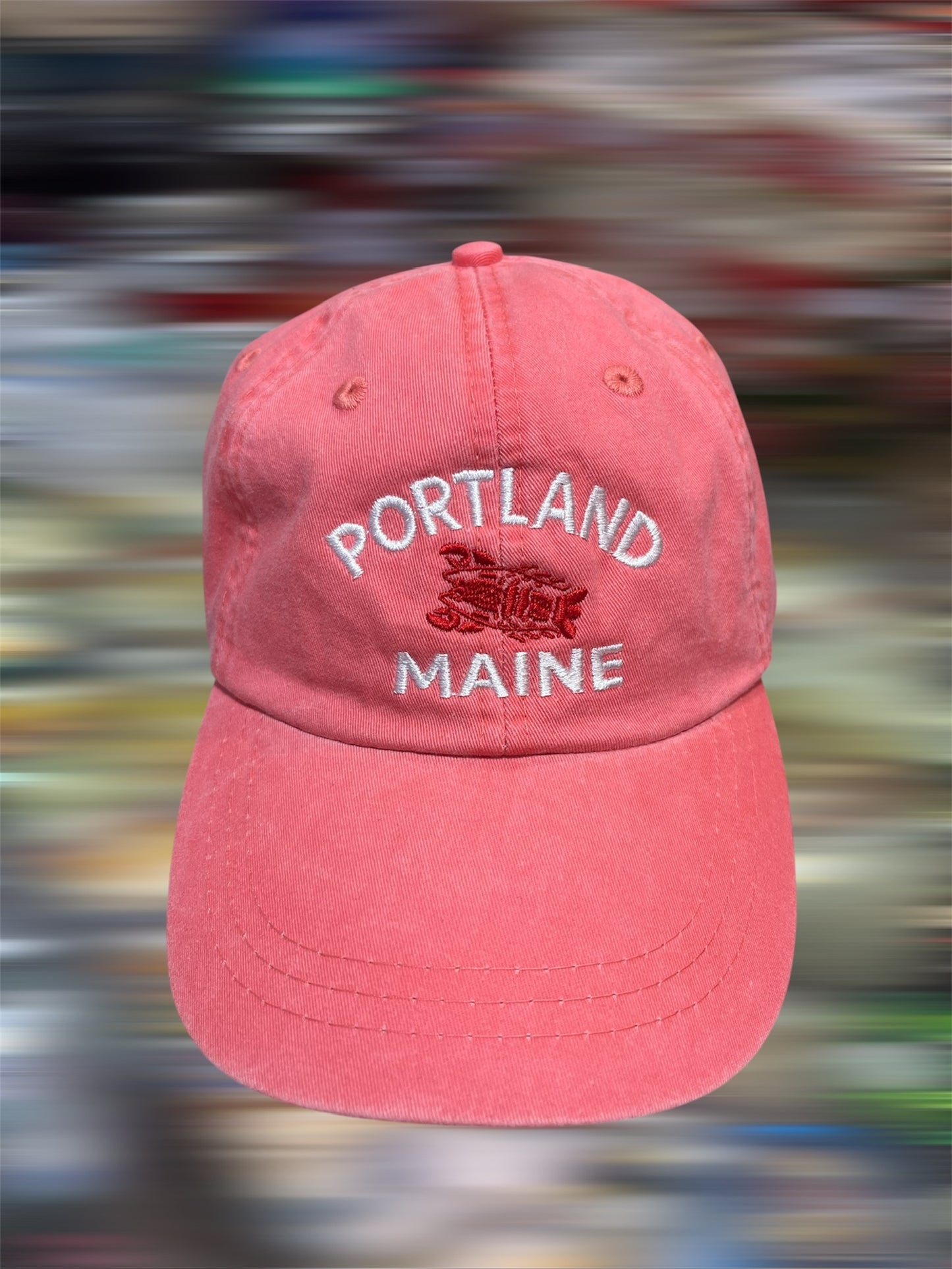 Adam’s Headwear: Portland, Maine Lobster Embroidered Pigment-Dyed Hat