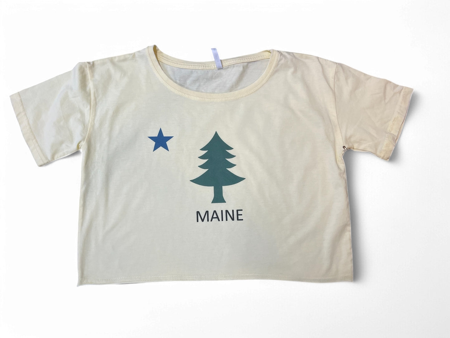 Maine Pine Tree and North Star Printed Crop Top