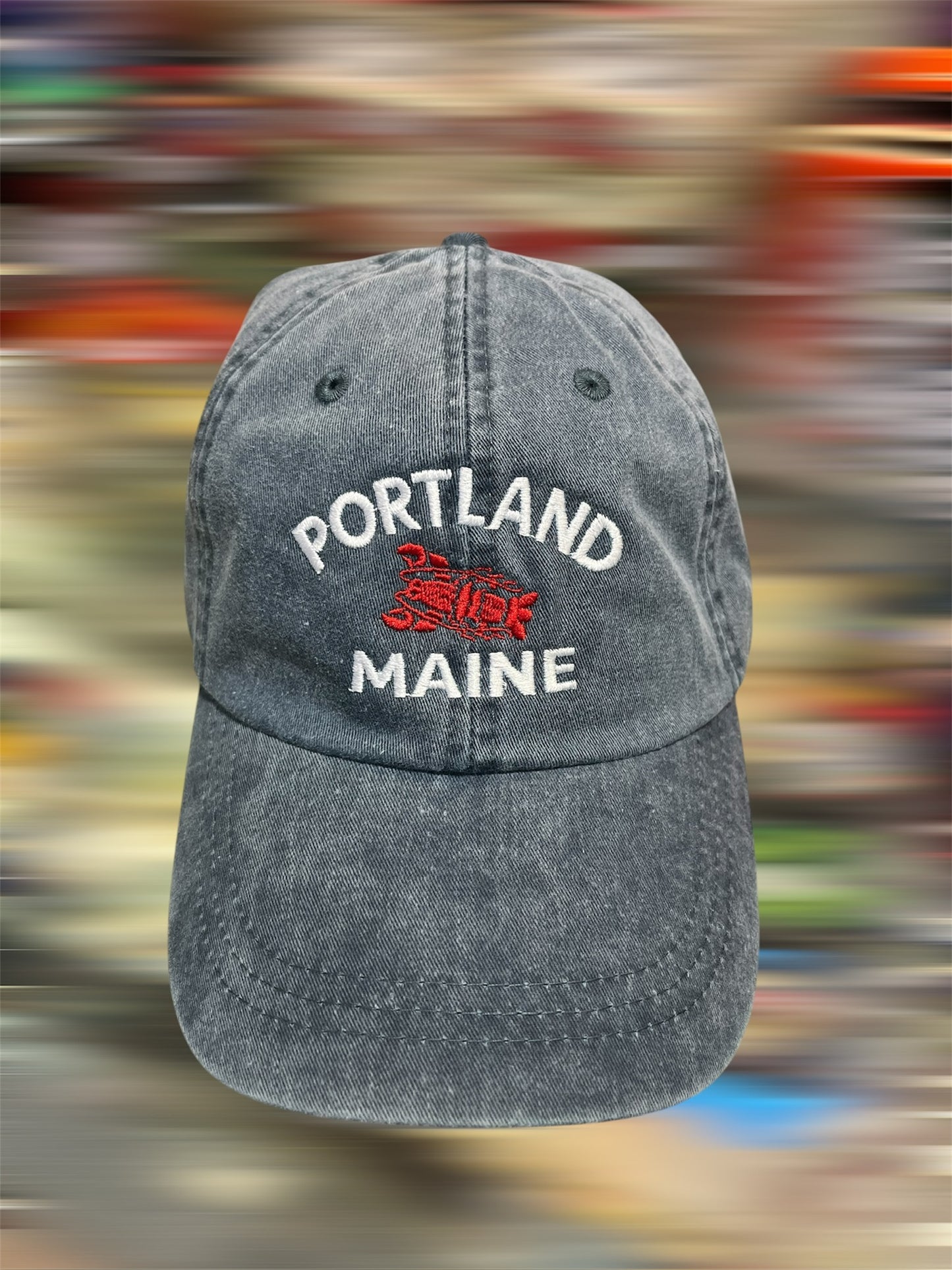 Adam’s Headwear: Portland, Maine Lobster Embroidered Pigment-Dyed Hat