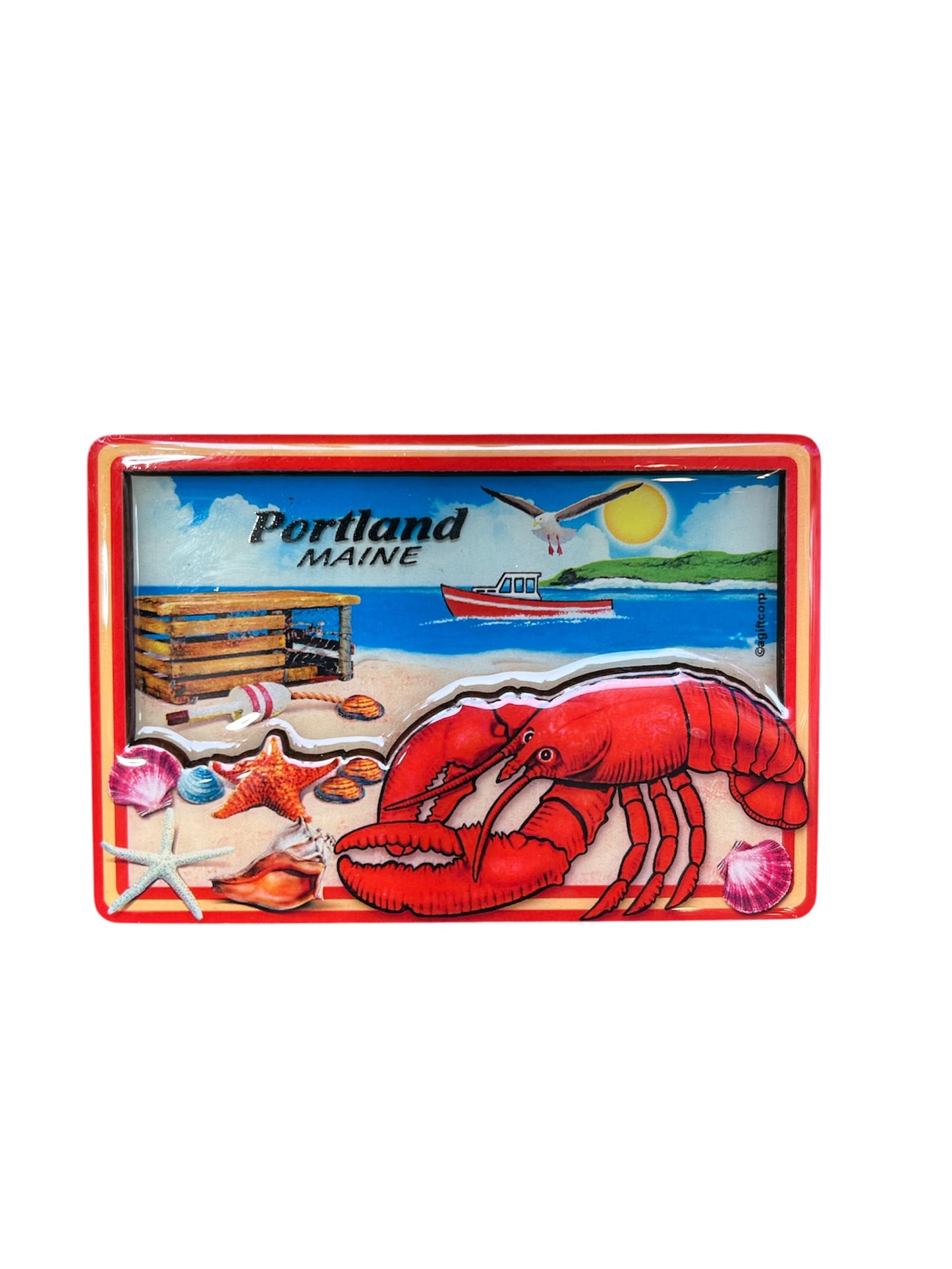 **Portland, Maine Lobster Ocean View Refrigerator Magnet**