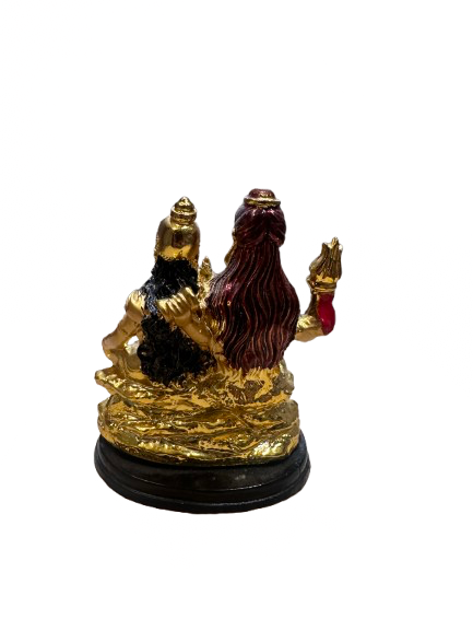 Lord Shiva Family Golden Color Painted Statue for Home and Car Dashboard