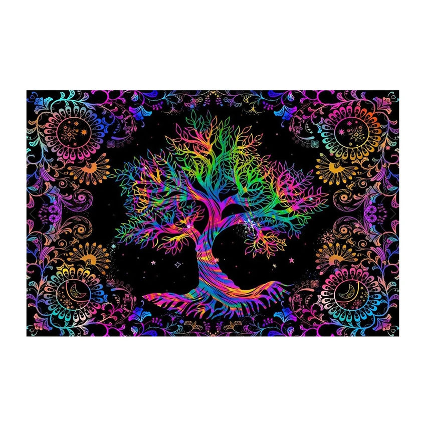 A Special Tree Black Light Reactive Wall Tapestry | 81"x53"