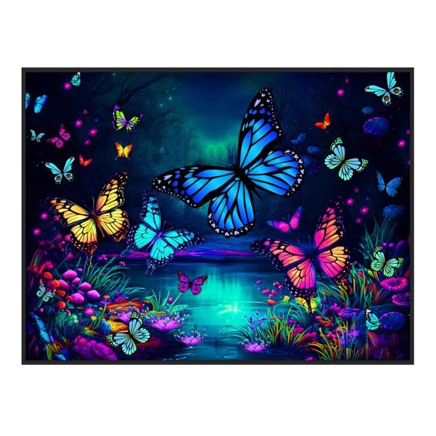 Butterfly World Black Light Reactive Wall Tapestry | 81"x53"