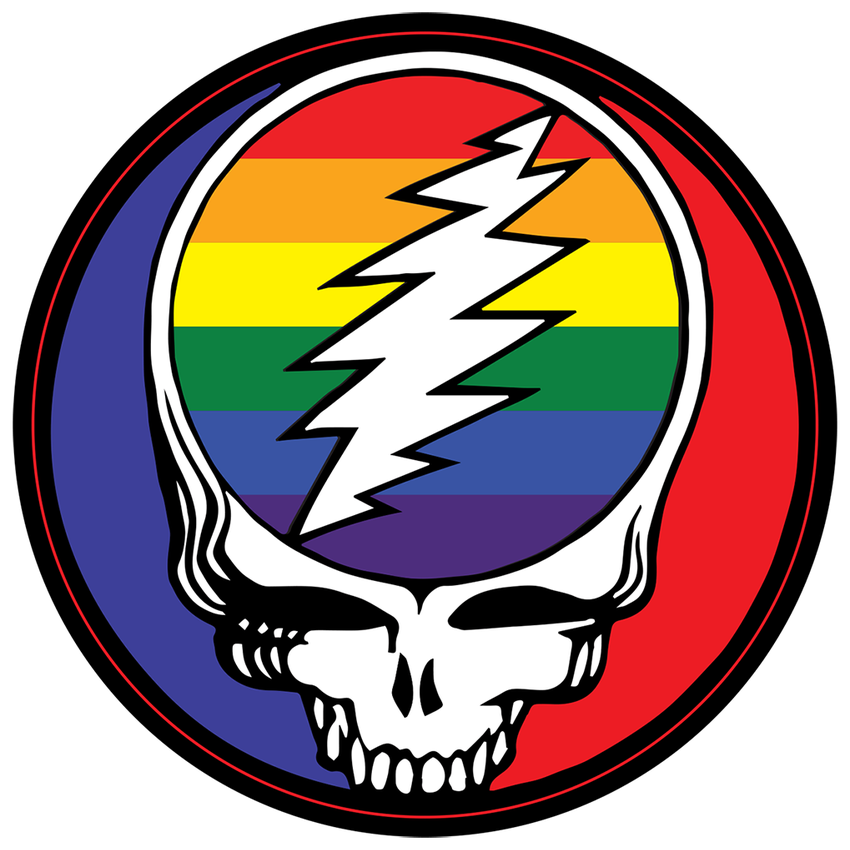 Grateful Dead Steal Your Face Rainbow Pride Round Sticker | 4.75"x4.75"