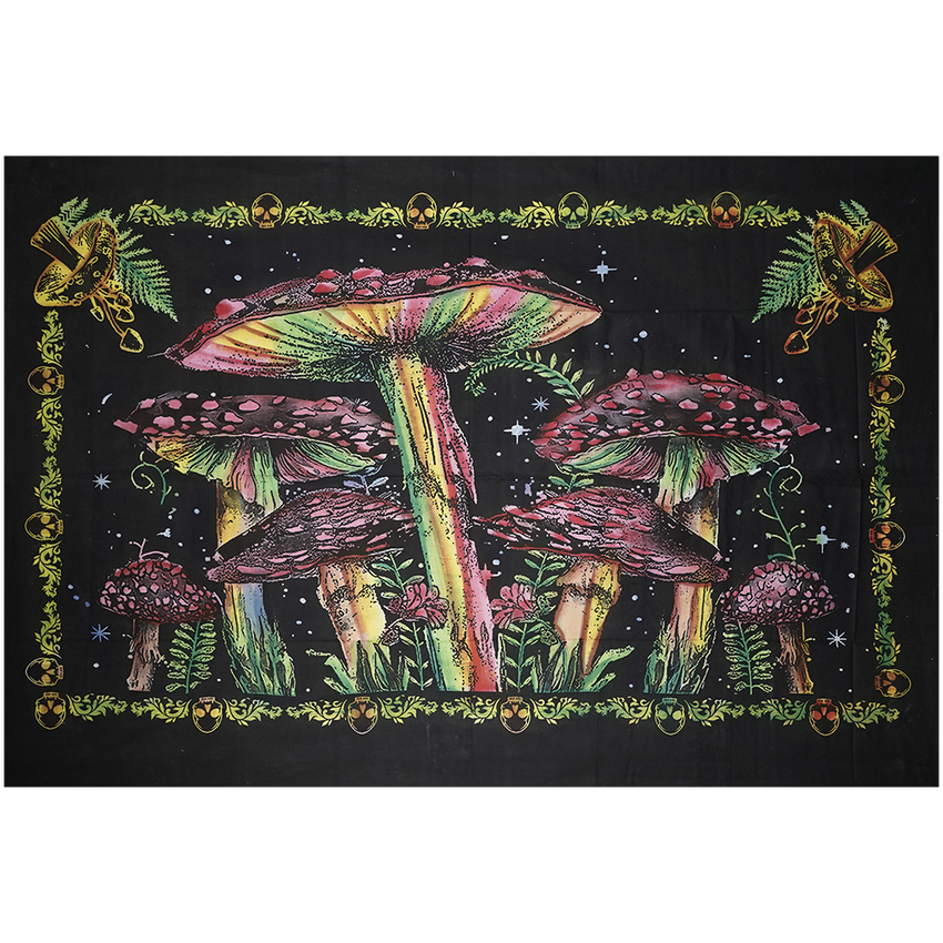 Rainbow Mushroom Garden Tapestry | 83"x55"