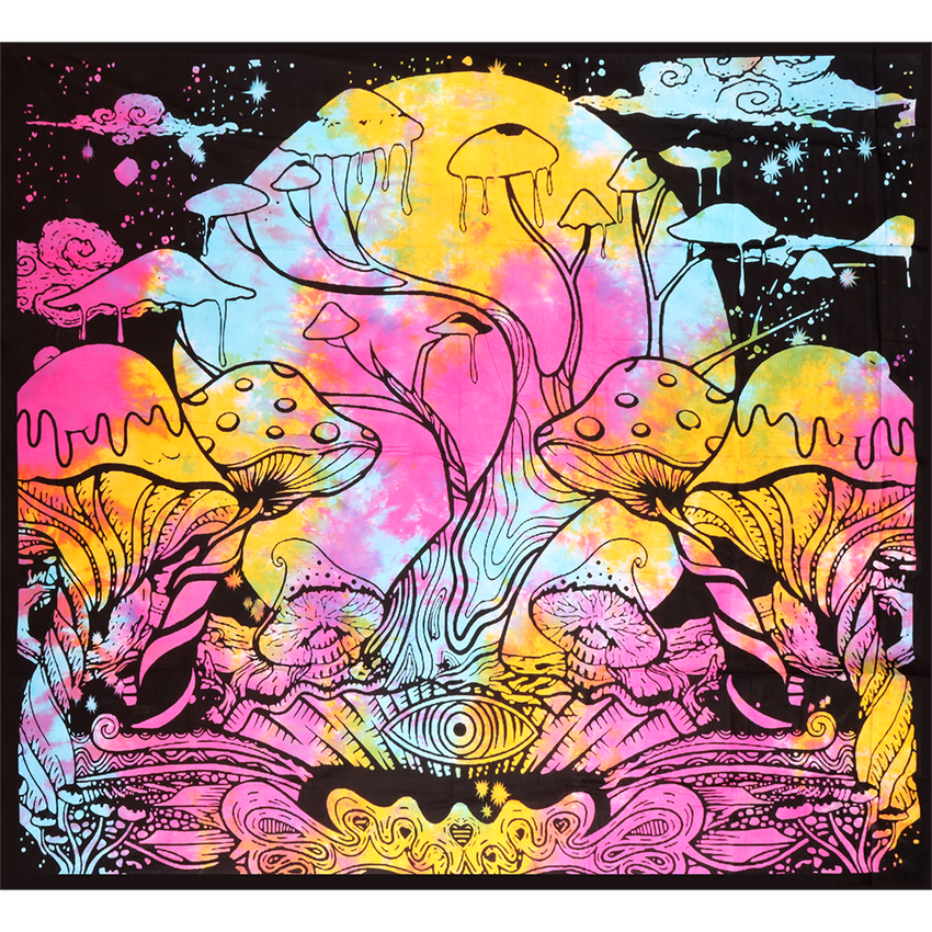 Mushroom Tie Dye Tapestry | 85" x 100"