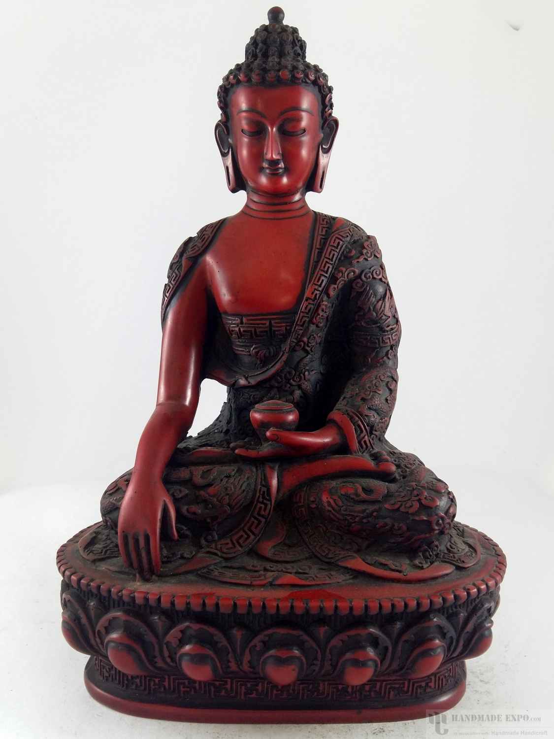 Resin Statue of Shakymuni Buddha Red