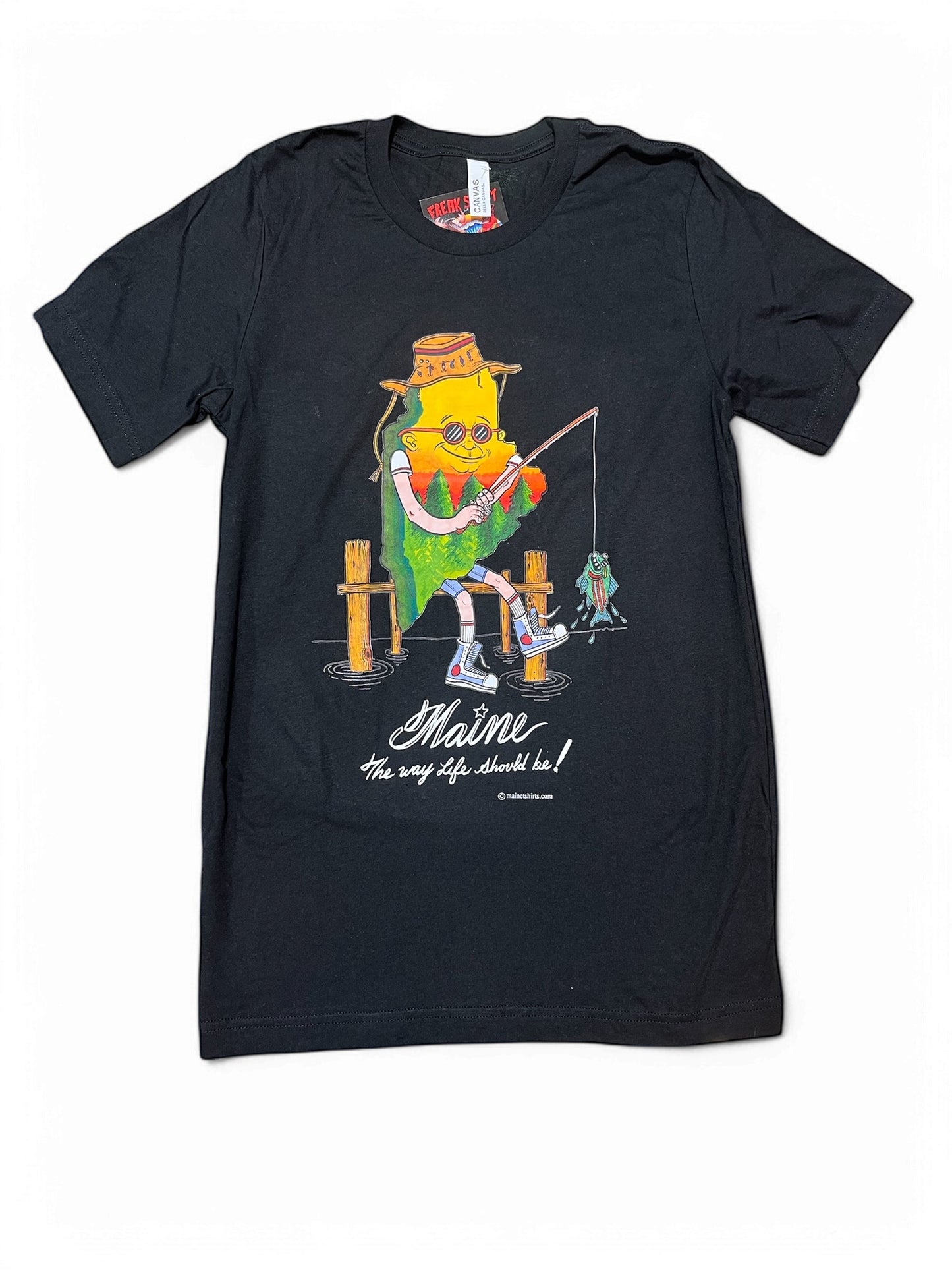 Maine Cartoon Fishing T-Shirts