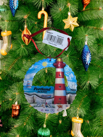 **Hand-Painted carved Lighthouse Wooden Christmas  – A Maine Coastal Treasure**