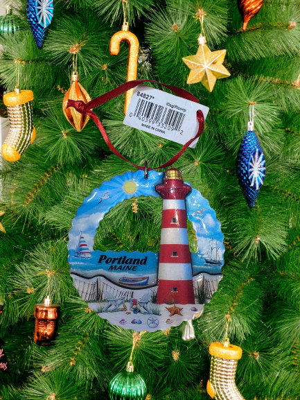 **Hand-Painted carved Lighthouse Wooden Christmas  – A Maine Coastal Treasure**