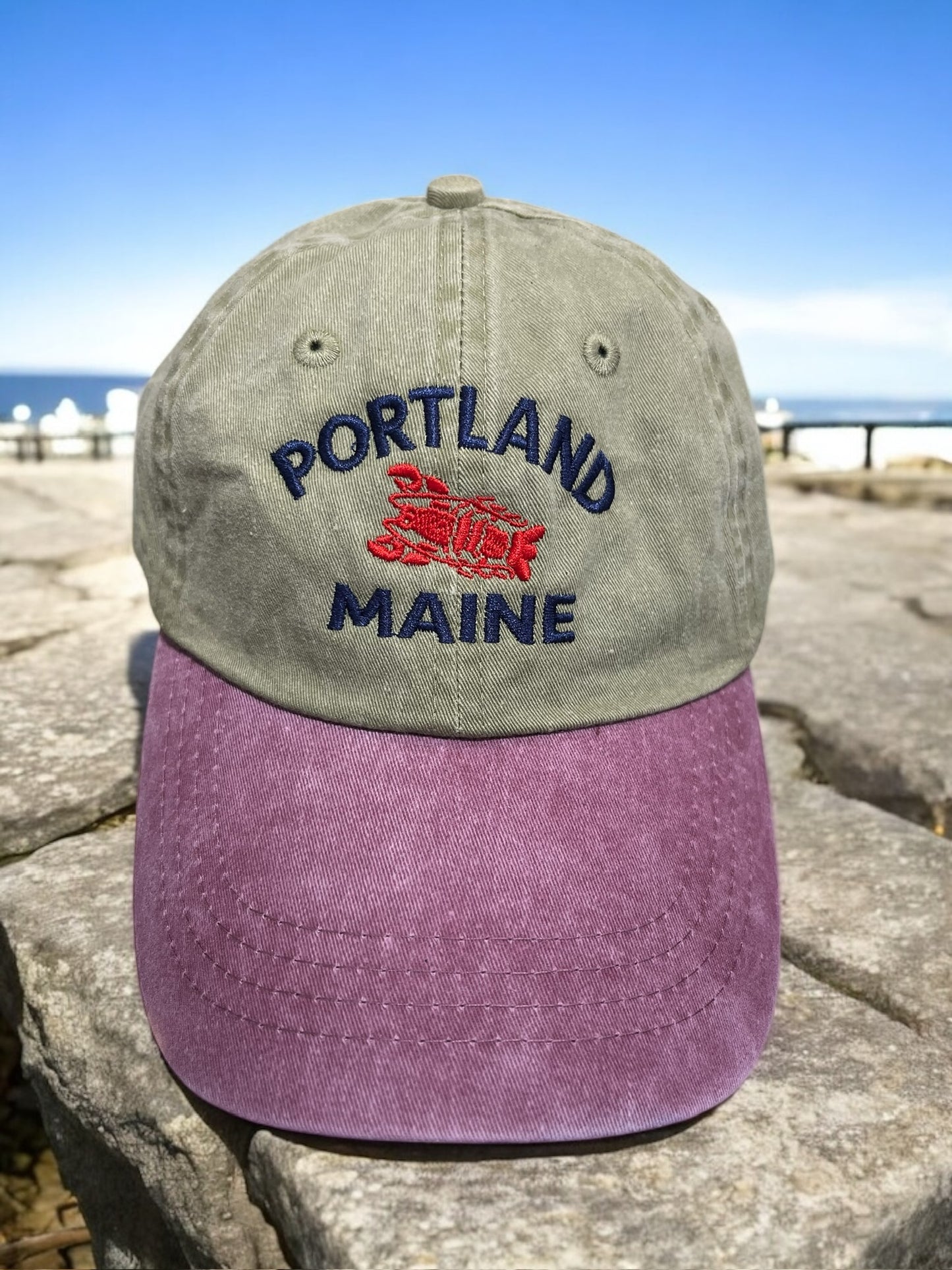 Two-tone Portland, Maine souvenir hats