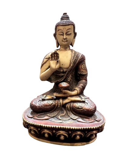 Resin Statue of Shakymuni Buddha White/Red