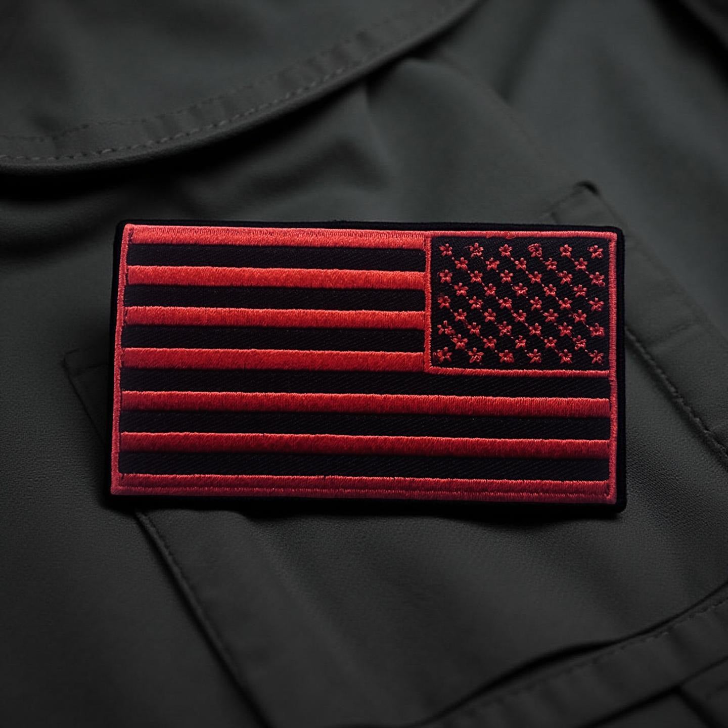 USA Patch Reversed Black & Red