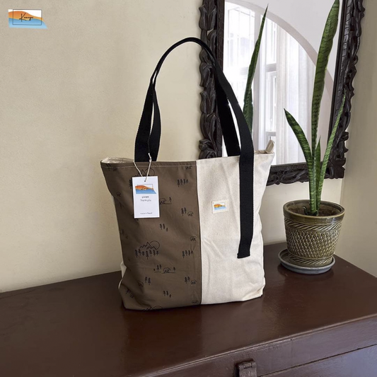 Pine Tree & Mountain Tote Bag