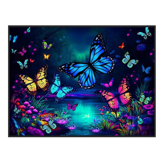 Butterfly World Black Light Reactive Wall Tapestry | 81"x53"