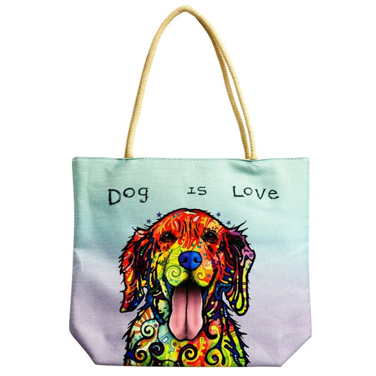 Dog is Love Jute Rope-Handled Tote Bag | 16"x15"