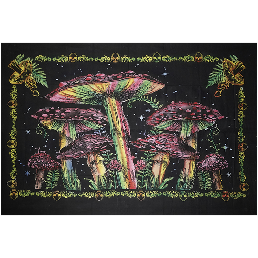 Rainbow Mushroom Garden Tapestry | 83"x55"